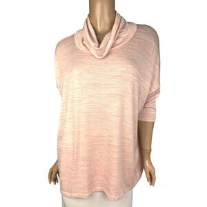 Ann Taylor Cowl Neck Top Pink & White Variagated Size MP Rayon/Polyester/Spandex